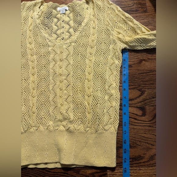 Sundance | Meadow Mornings Sweater Lemonade Yellow Pointelle Sz S - Picture 7 of 9